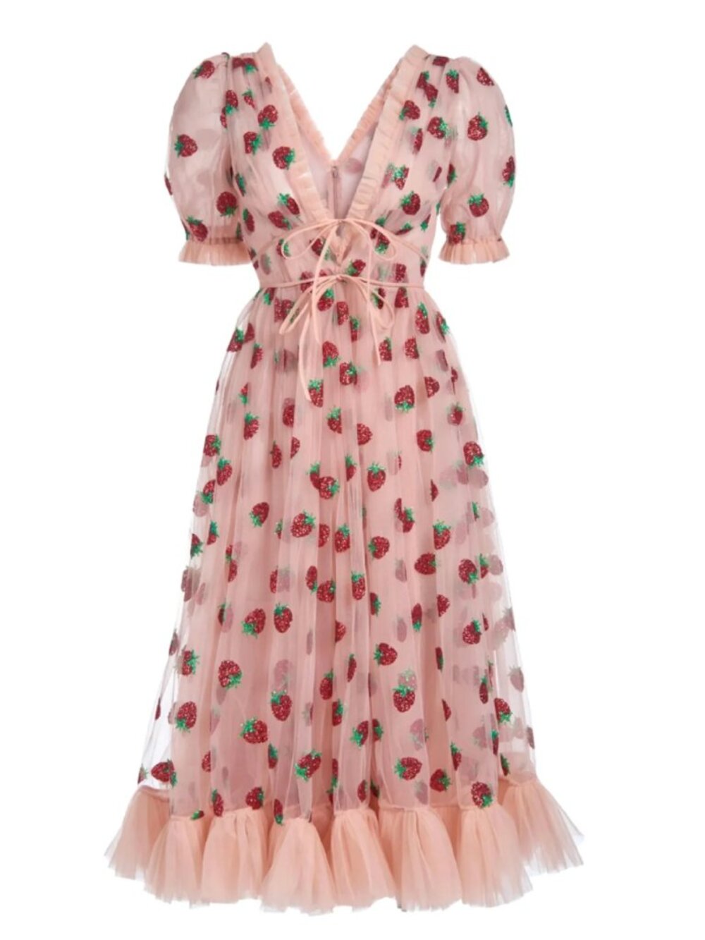 Lirika Matoshi Pink Strawberry Midi Dress